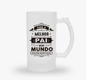 Caneca de Vidro Jateado Personalizada Dia dos Pais      